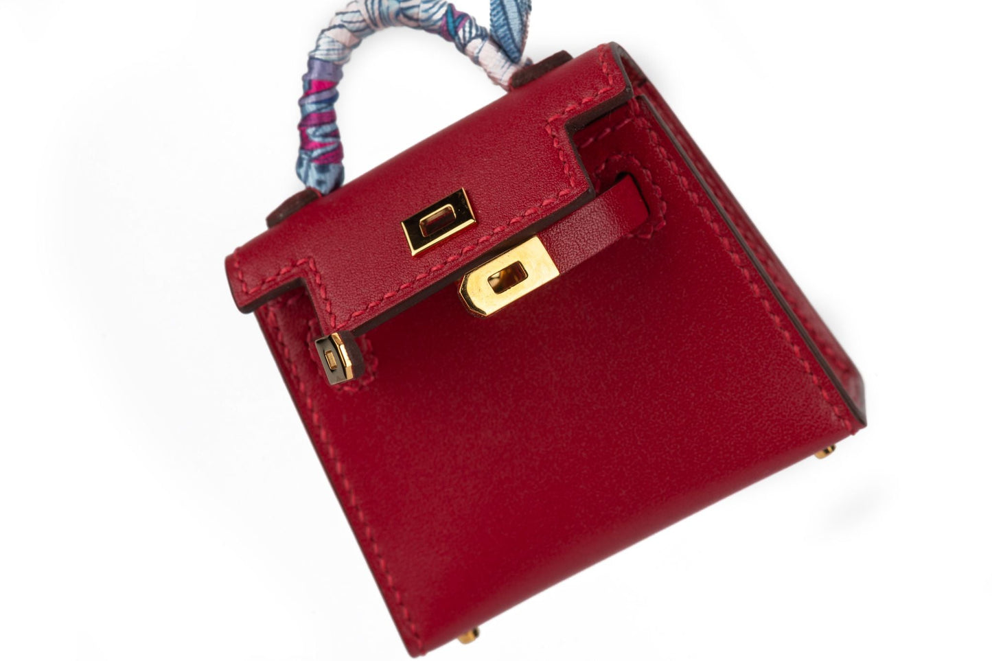 Hermes Mini Kelly Bag Charm Silk Strap