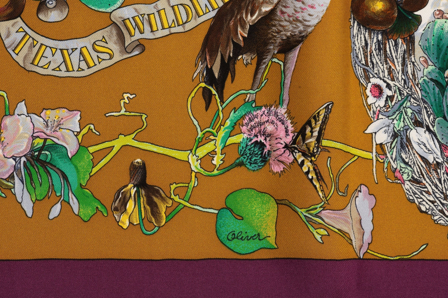 Hermes Mustard Texas Wildlife Scarf