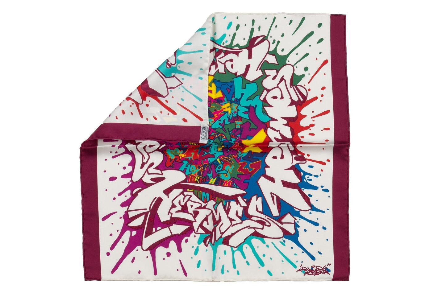 Hermes Purple Graffiti Silk Gavroche