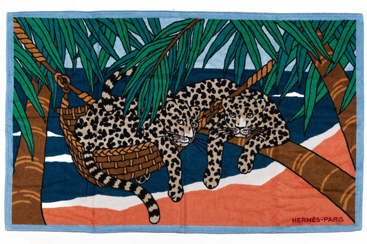 Hermes NIB Celeste Leopard Beach Towel