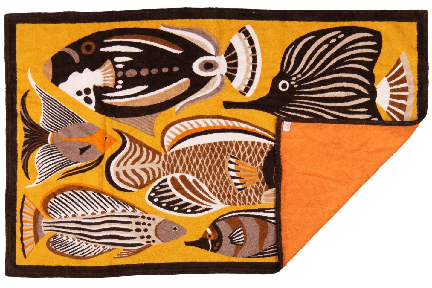 Hermes NIB Yellow Black Fish Beach Towel