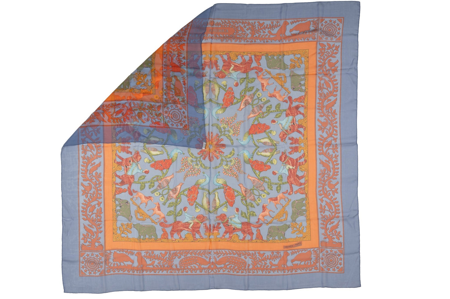 Hermes Multicolor Silk Chiffon Shawl