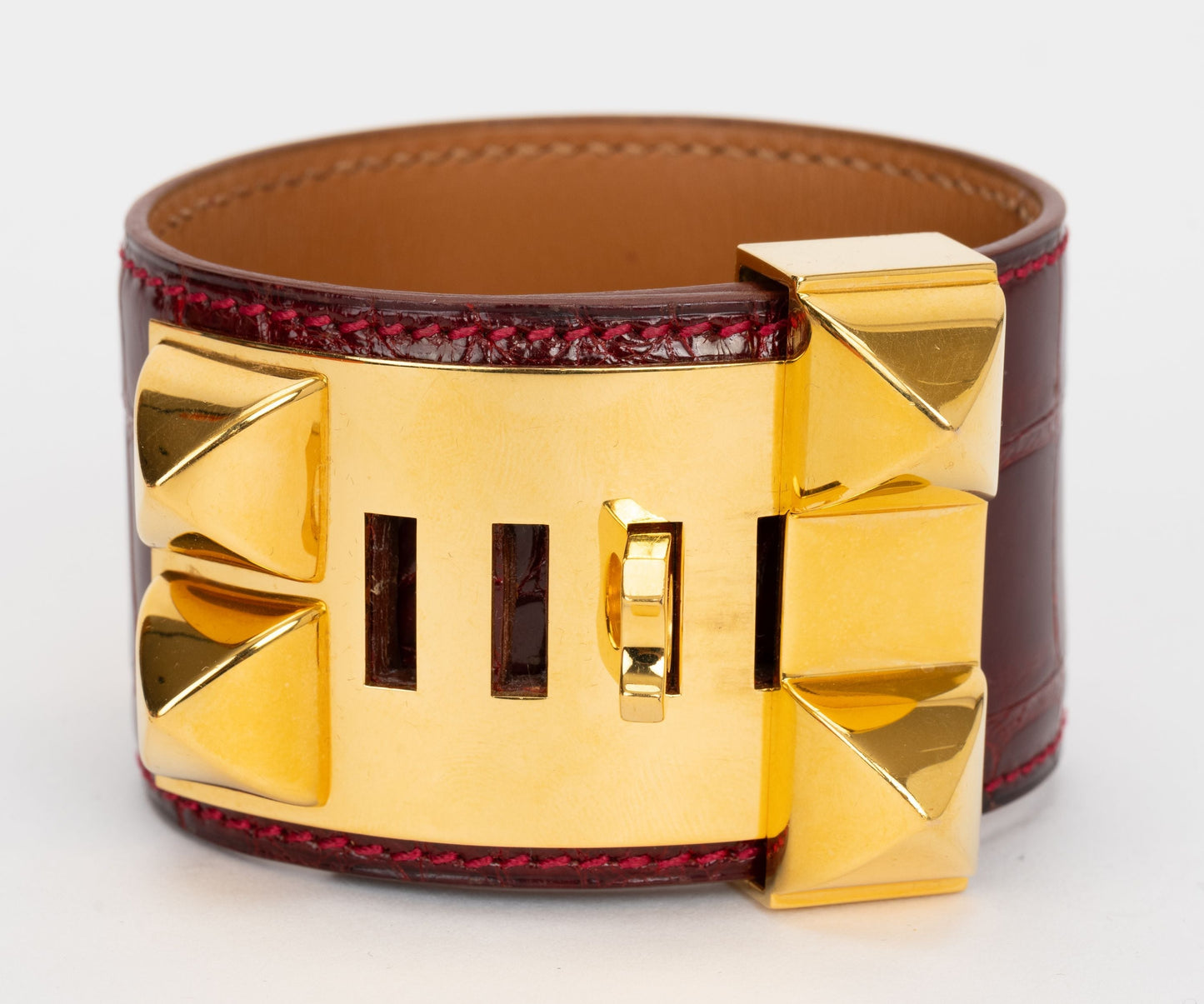Hermes Red Collier De Chien in Alligator