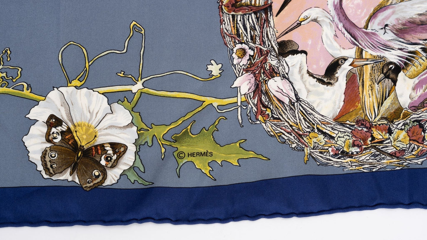 Hermes Blue Texas Wildlife Scarf Oliver