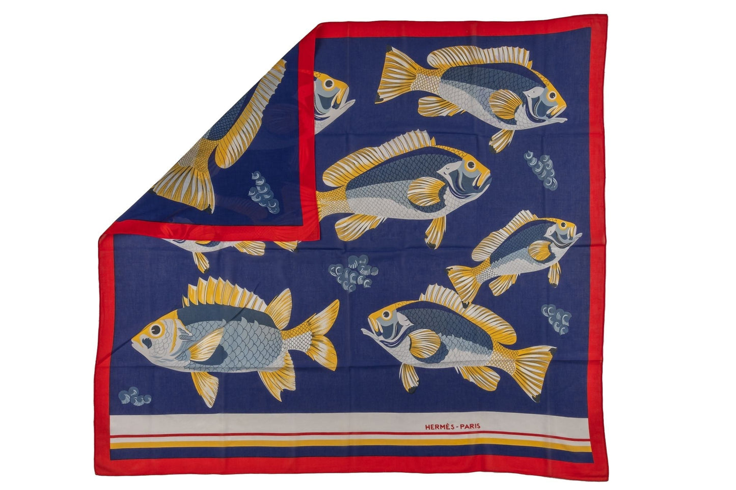 Hermes Navy Fish Cotton Sarong