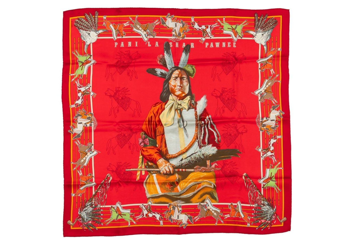Hermes Red Pani La Shar Pawnee Scarf