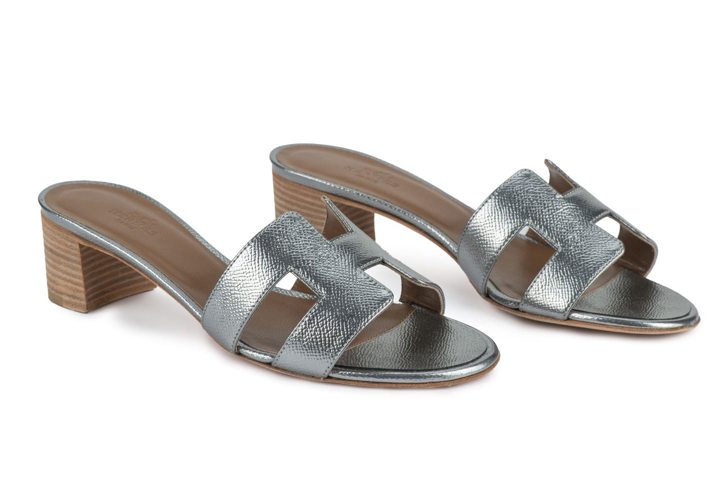Hermes New Silver Oasis Sandal Epsom