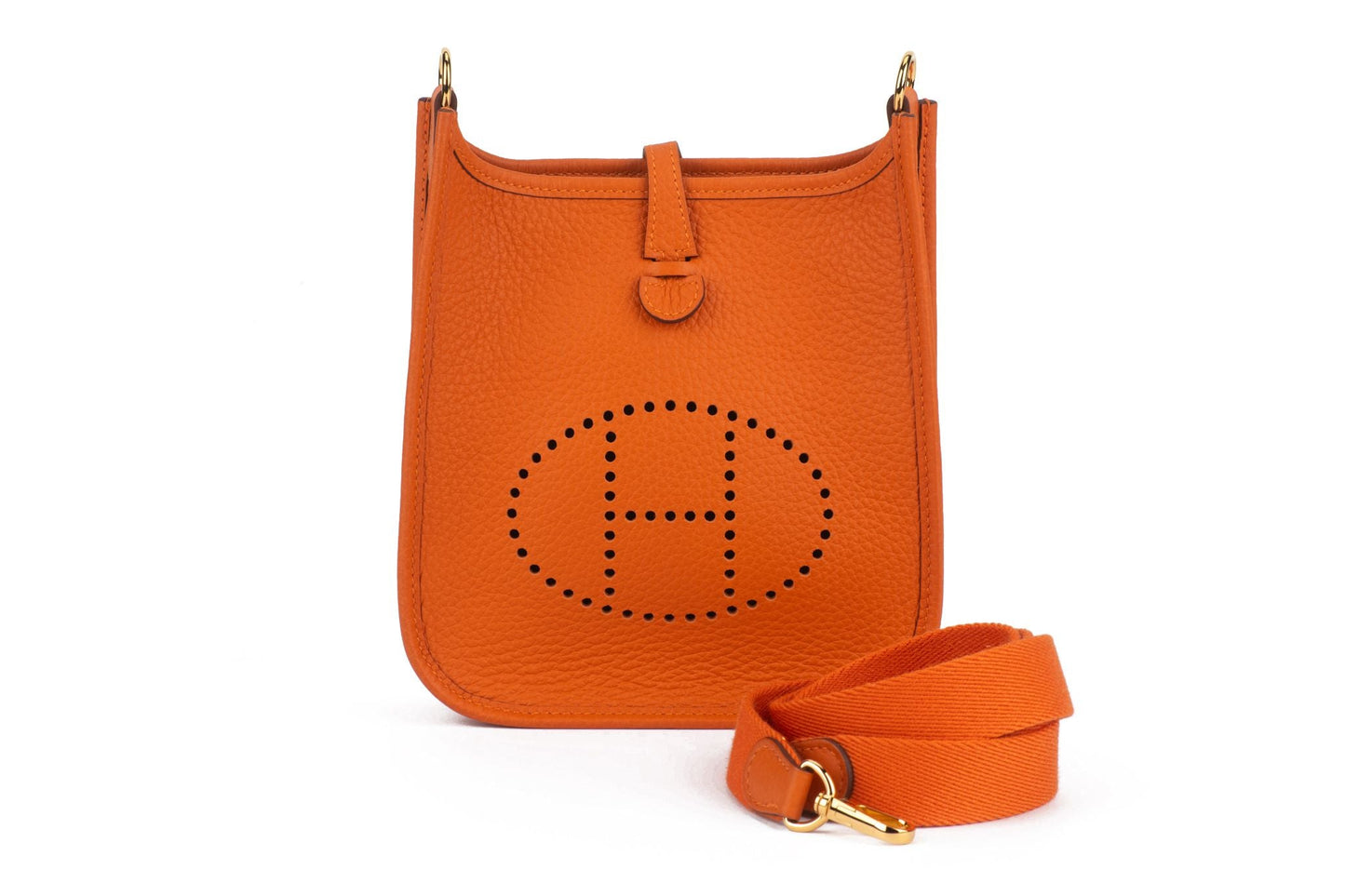 Hermes New Orange Mini Evelyne Gold