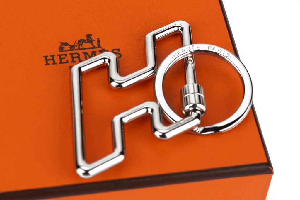 Hermes Steel H Keychain New In Box