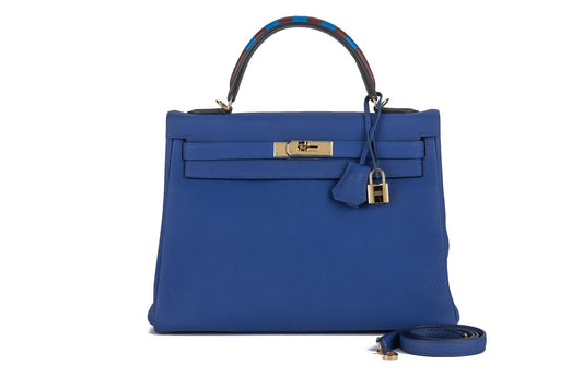 Hermes Kelly 32 Au Trot Electric Blue