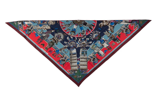 Hermes Blue âœKachinasâœ Pointe Silk Shawl