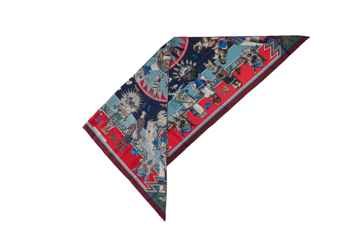 Hermes Blue âœKachinasâœ Pointe Silk Shawl