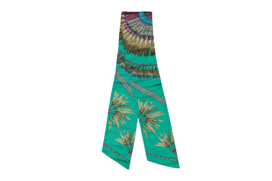 Hermes Teal Brazil Silk Maxi Twilly