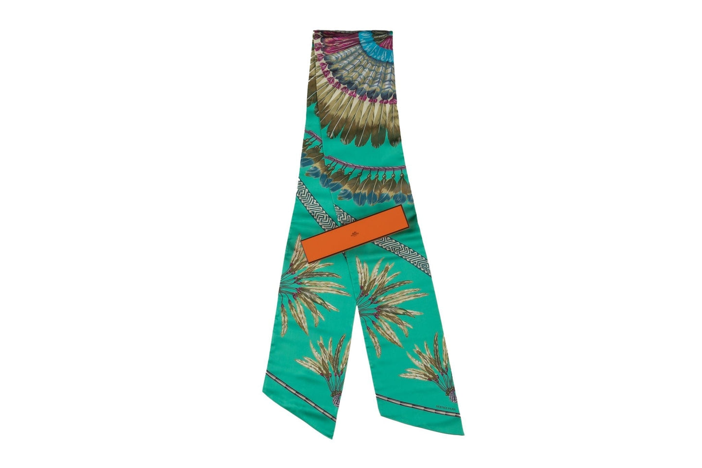 Hermes Teal Brazil Silk Maxi Twilly