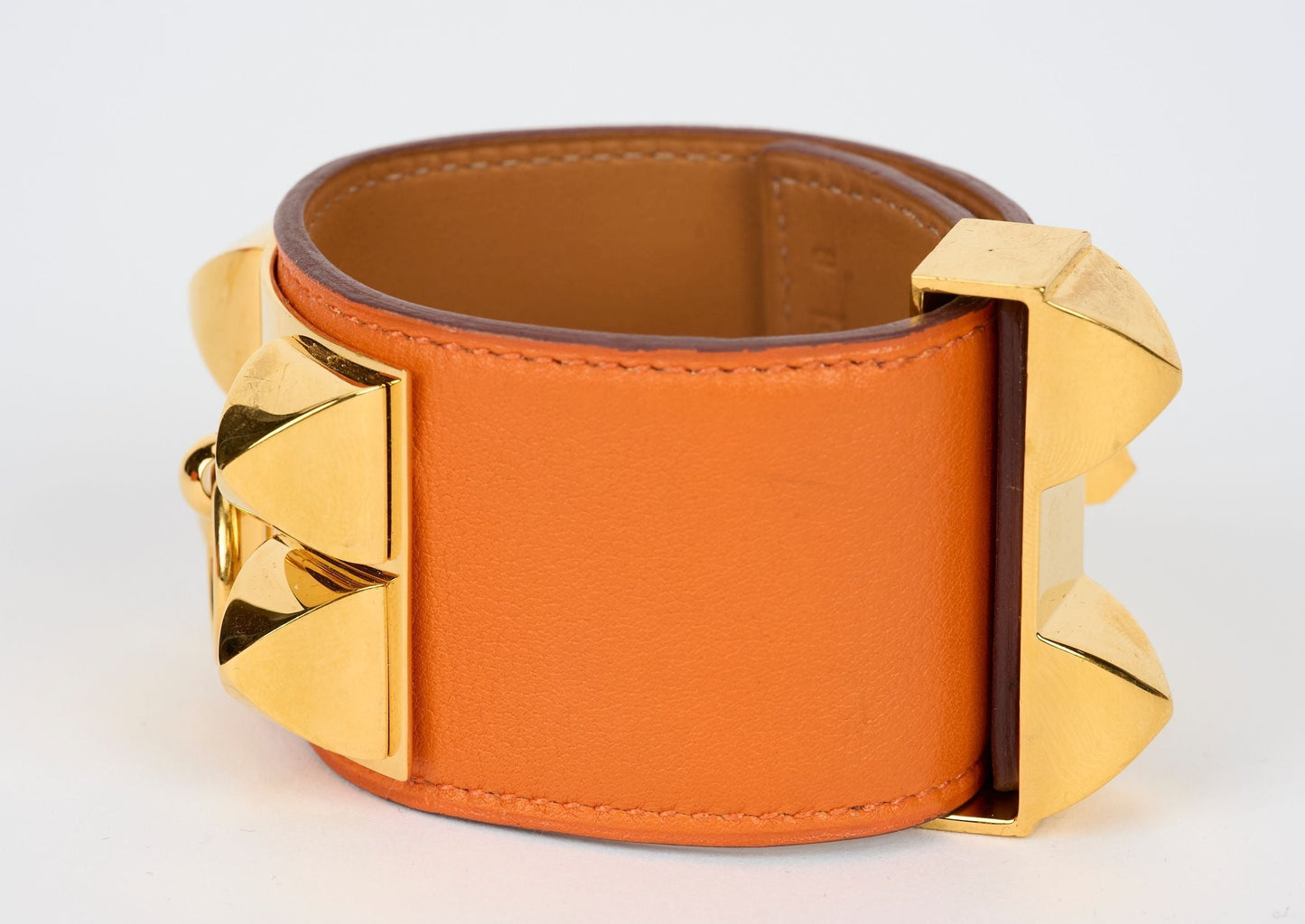 Hermes Orange Swift CDC Gold Bracelet