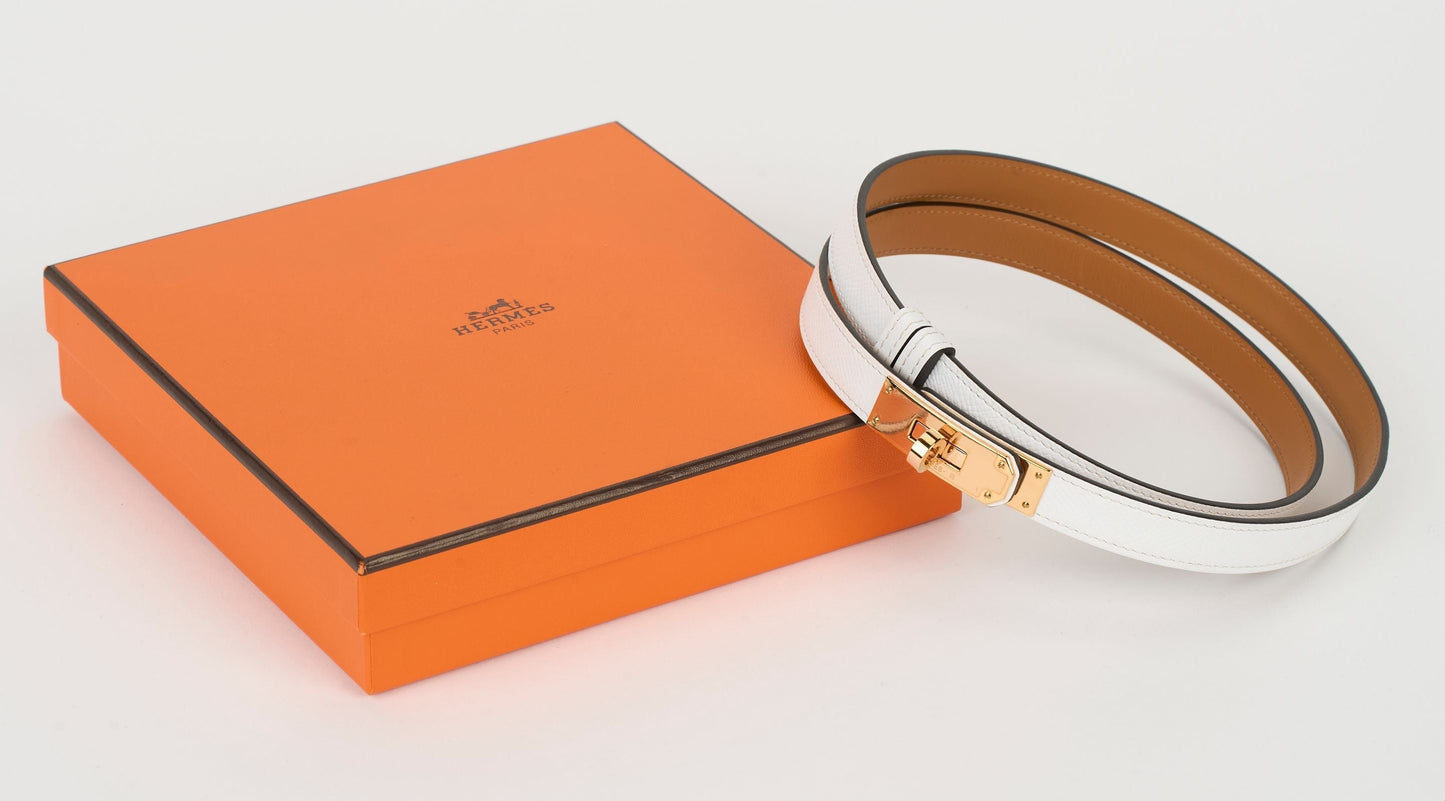 Hermes New Kelly 18 White Rose Gold