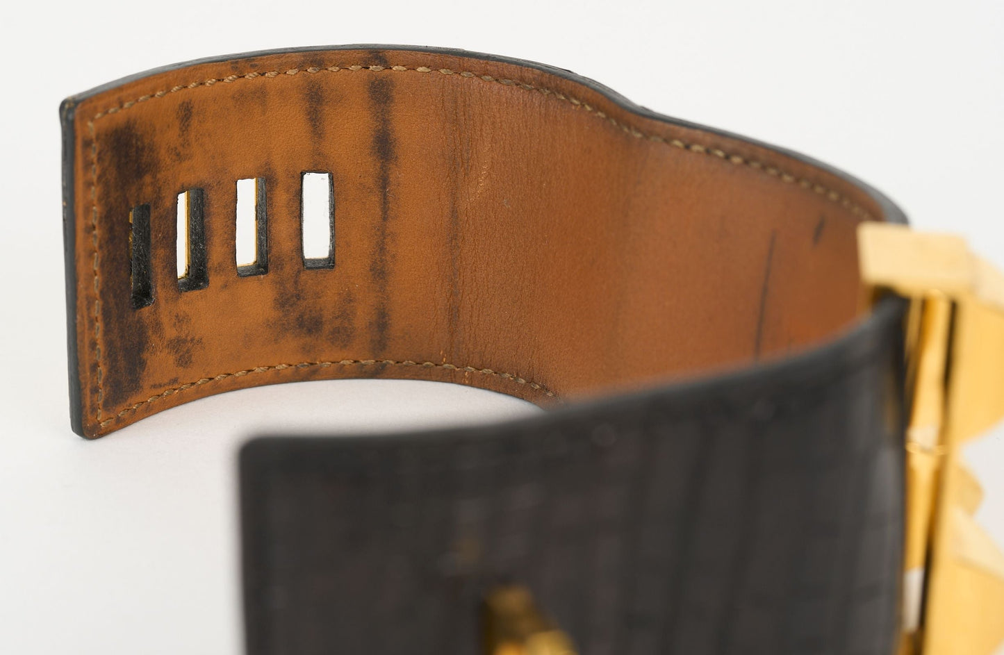 Hermes Black Croc CDC Gold Bracelet