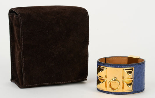 Hermes Blue Croc CDC Gold Bracelet