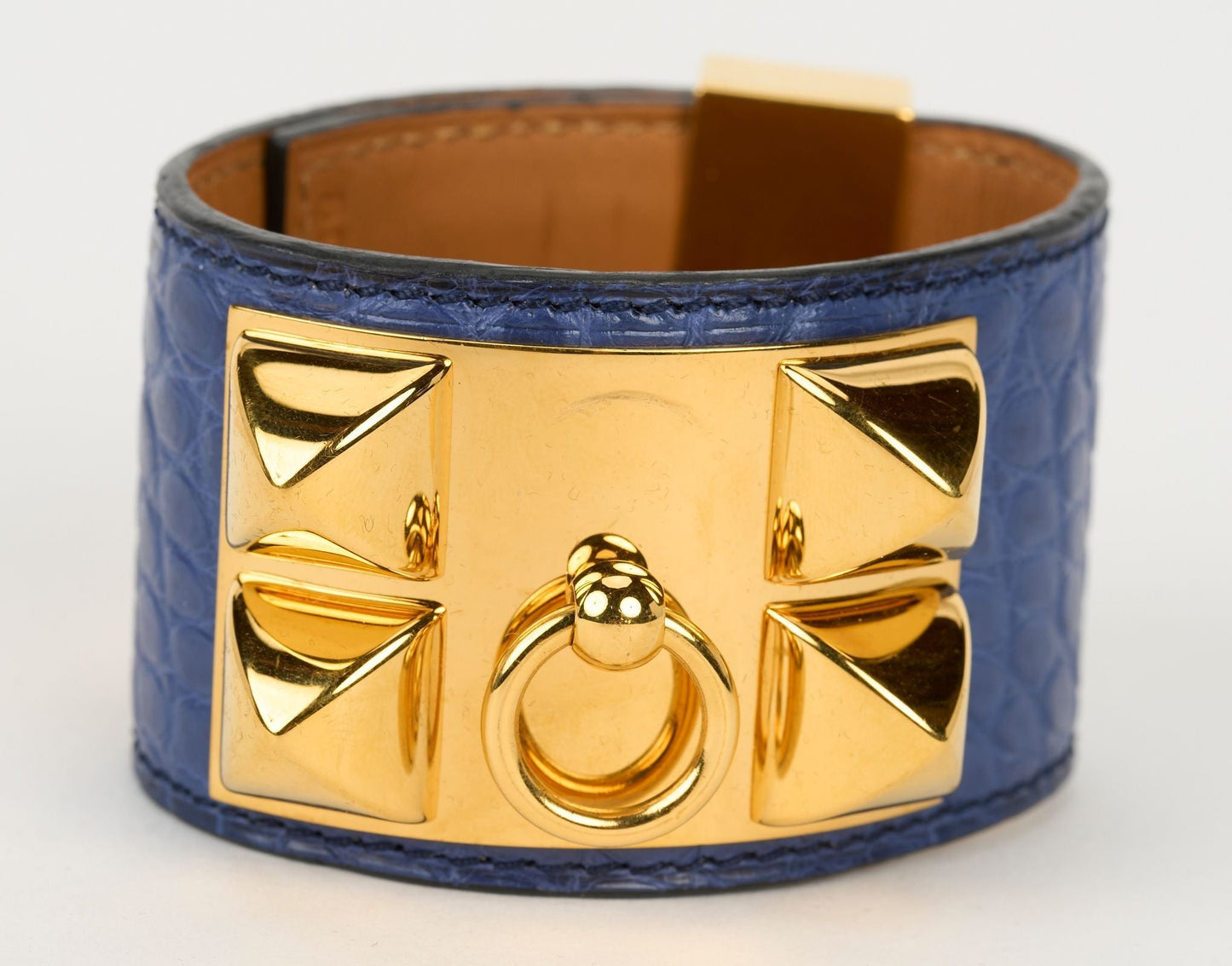Hermes Blue Croc CDC Gold Bracelet