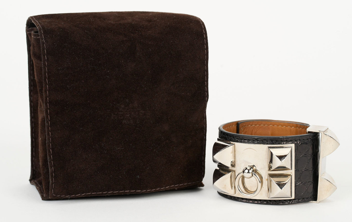Hermes Black Croc CDC Silver Bracelet