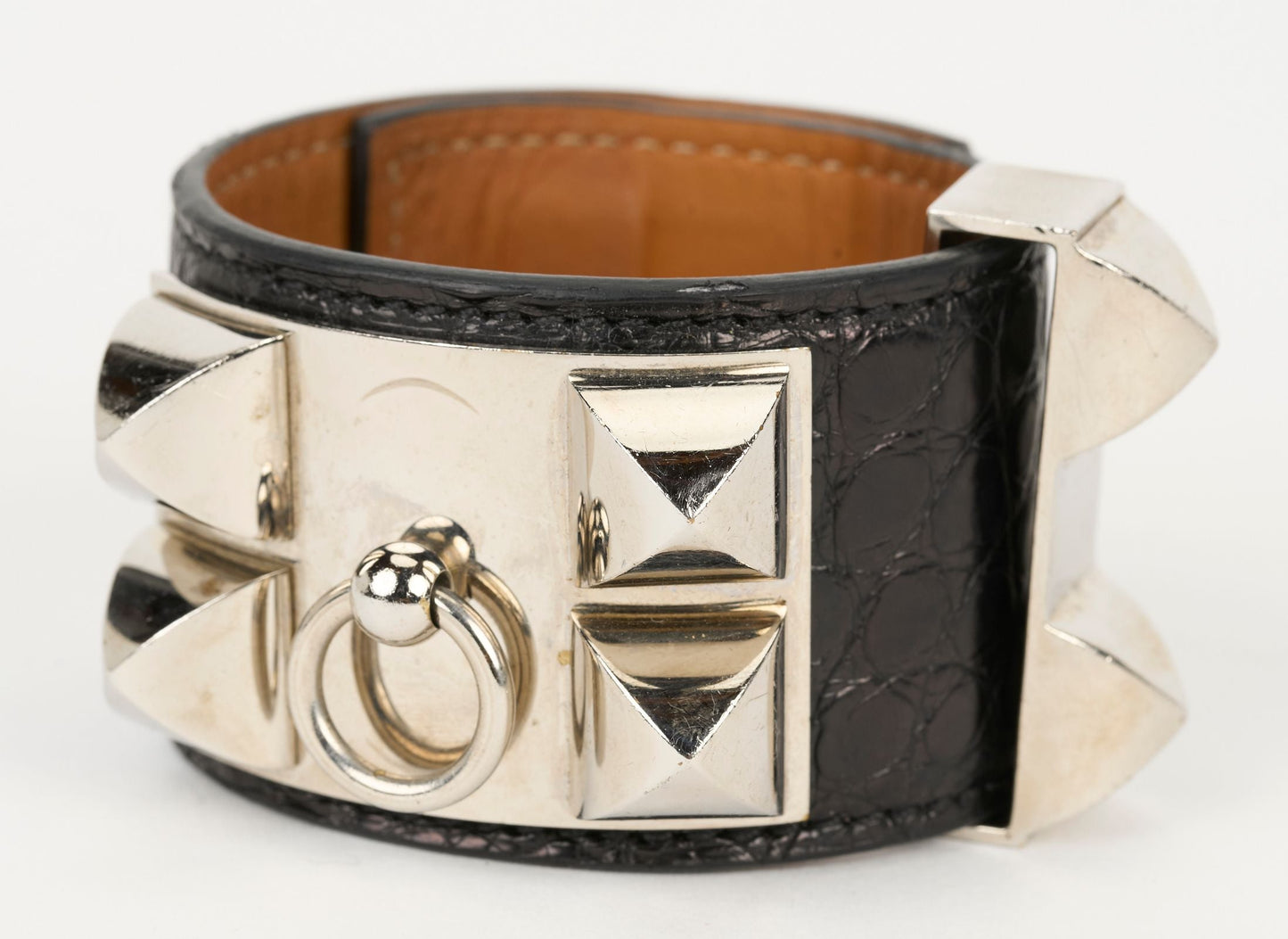 Hermes Black Croc CDC Silver Bracelet