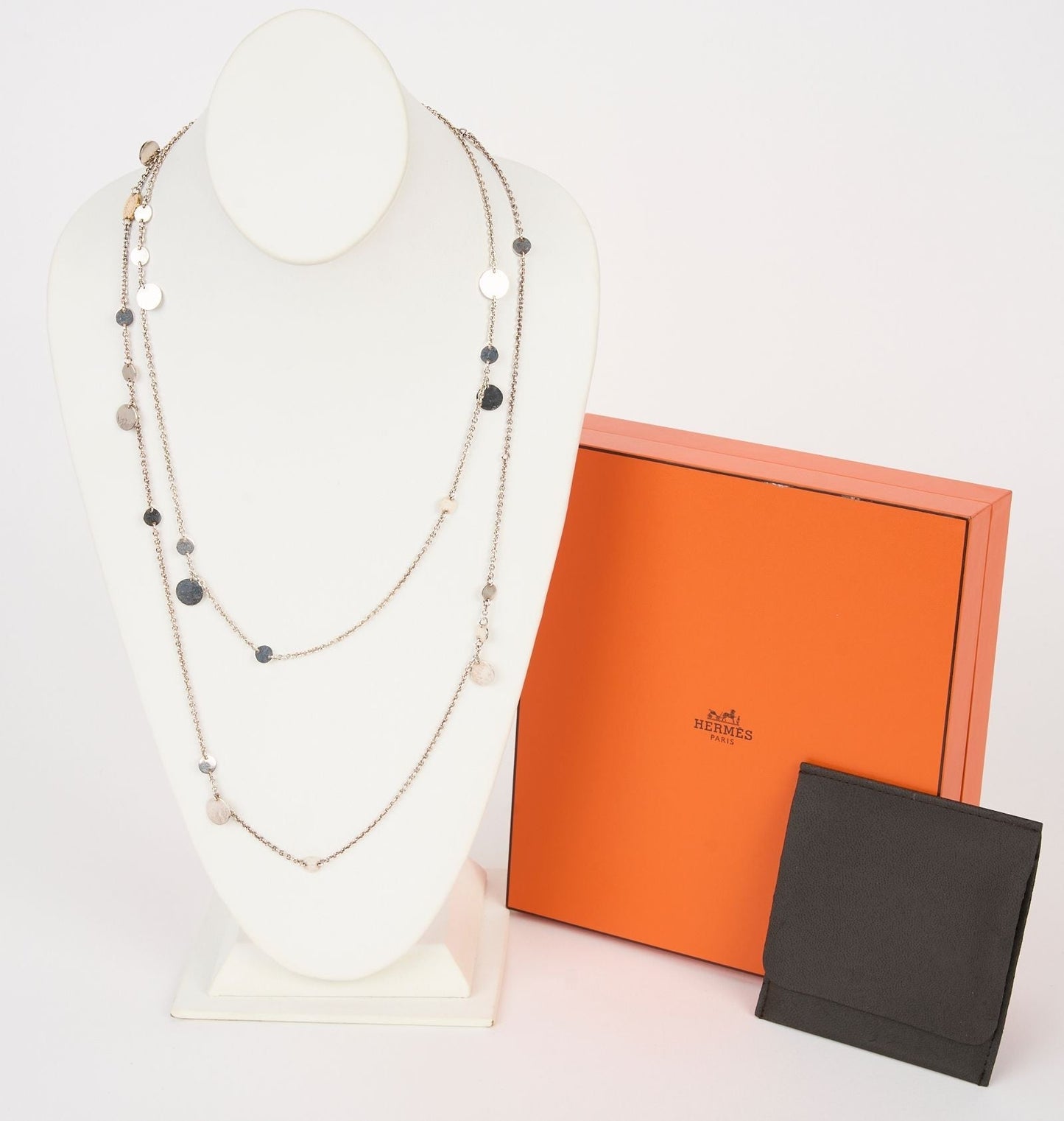 Hermes Silver & Rose Gold Long Necklace