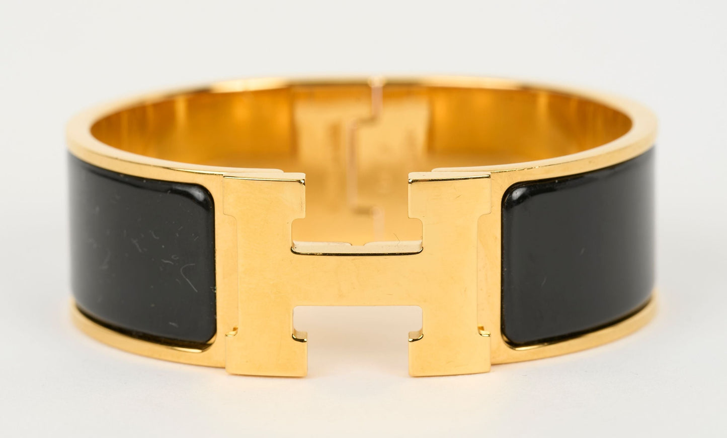 Hermes Wide Clic Clac H Black Bracelet