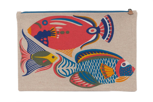Hermes New Toile Clutch Traffic Jam