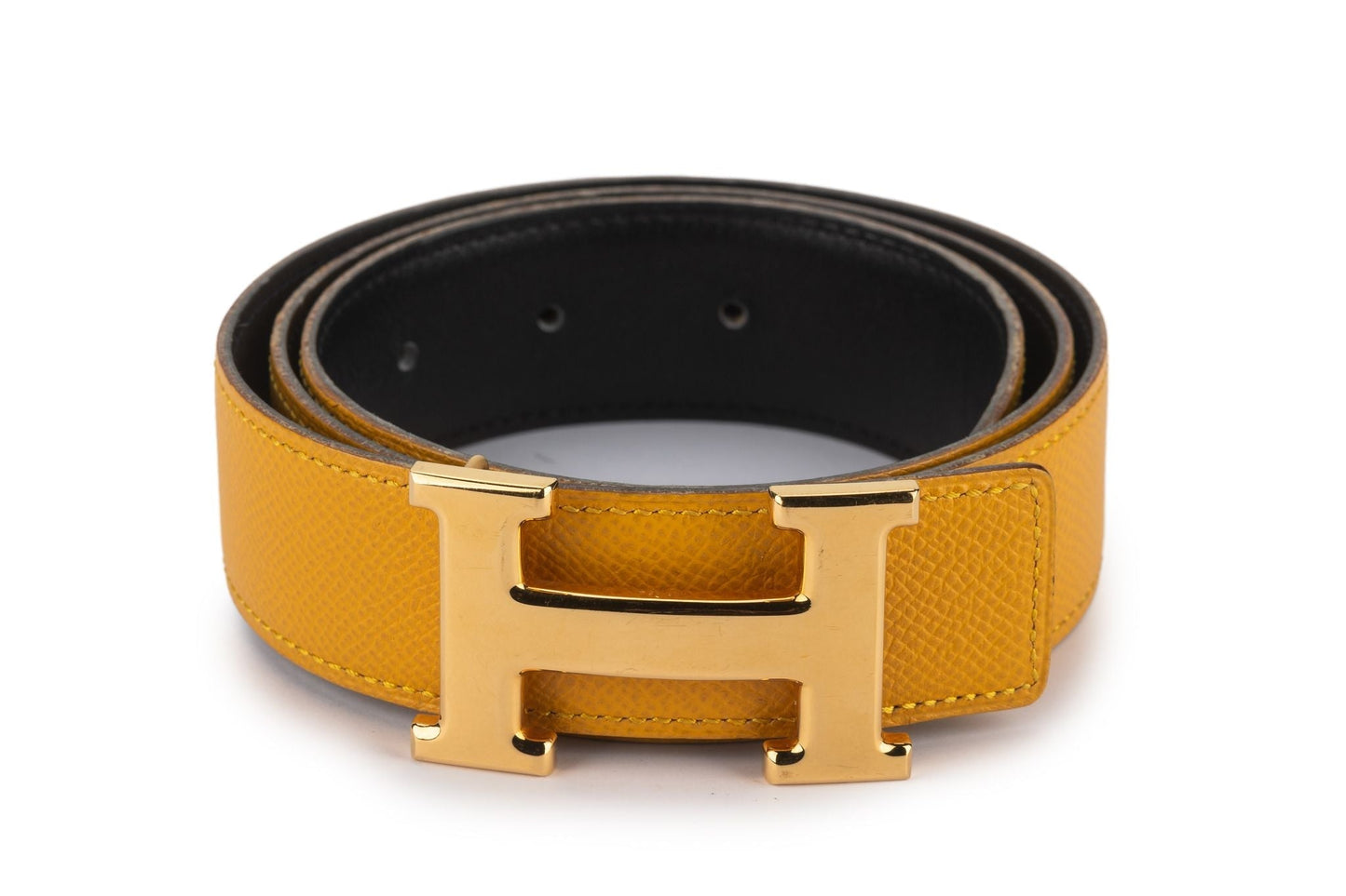 Hermes Reversible H Yellow Leather Belt