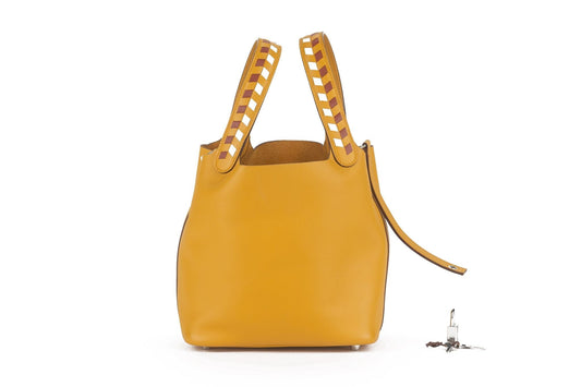 Hermes Tressage De Cuir Picotin Jaune