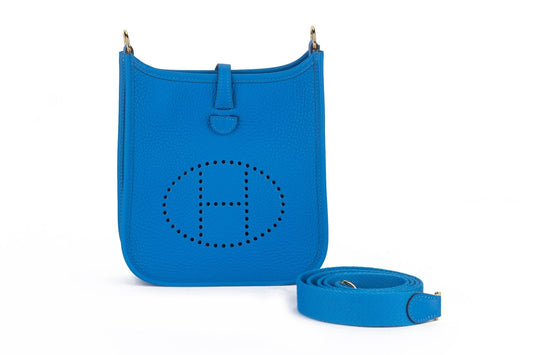 Hermes Mini Evelyne Blue De France NIB