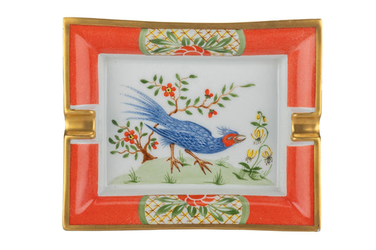 Hermes Blue Bird Gold Porcelain Ashtray