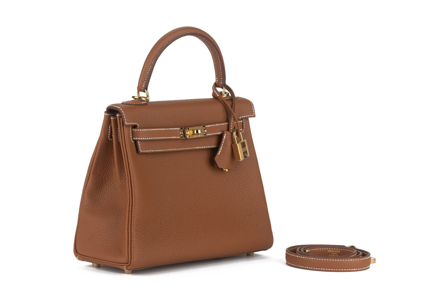 Hermes  New Kelly 25 Retournè Gold Togo
