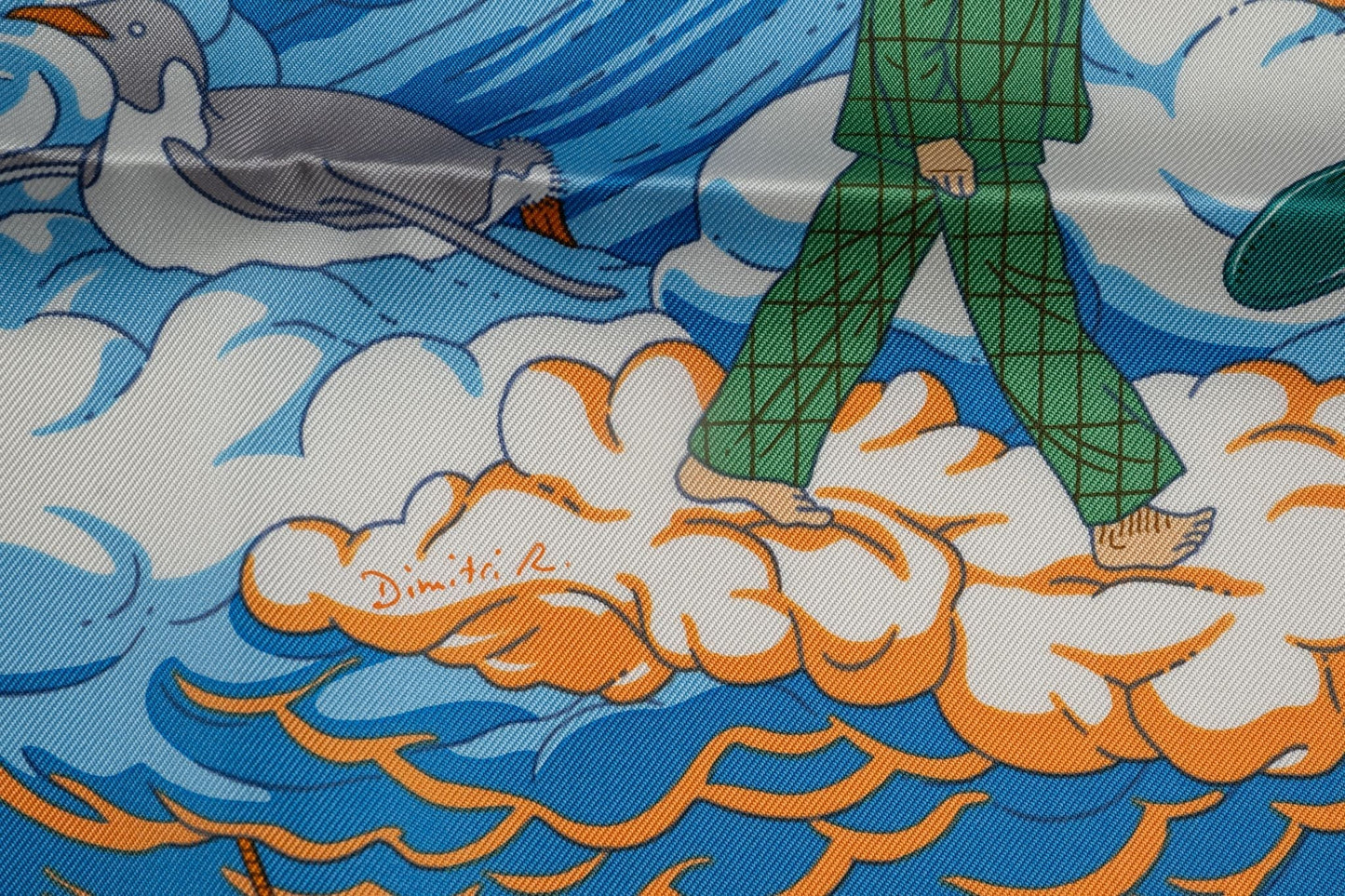Hermes "Sur Mon Nuage" Red Silk Scarf NB