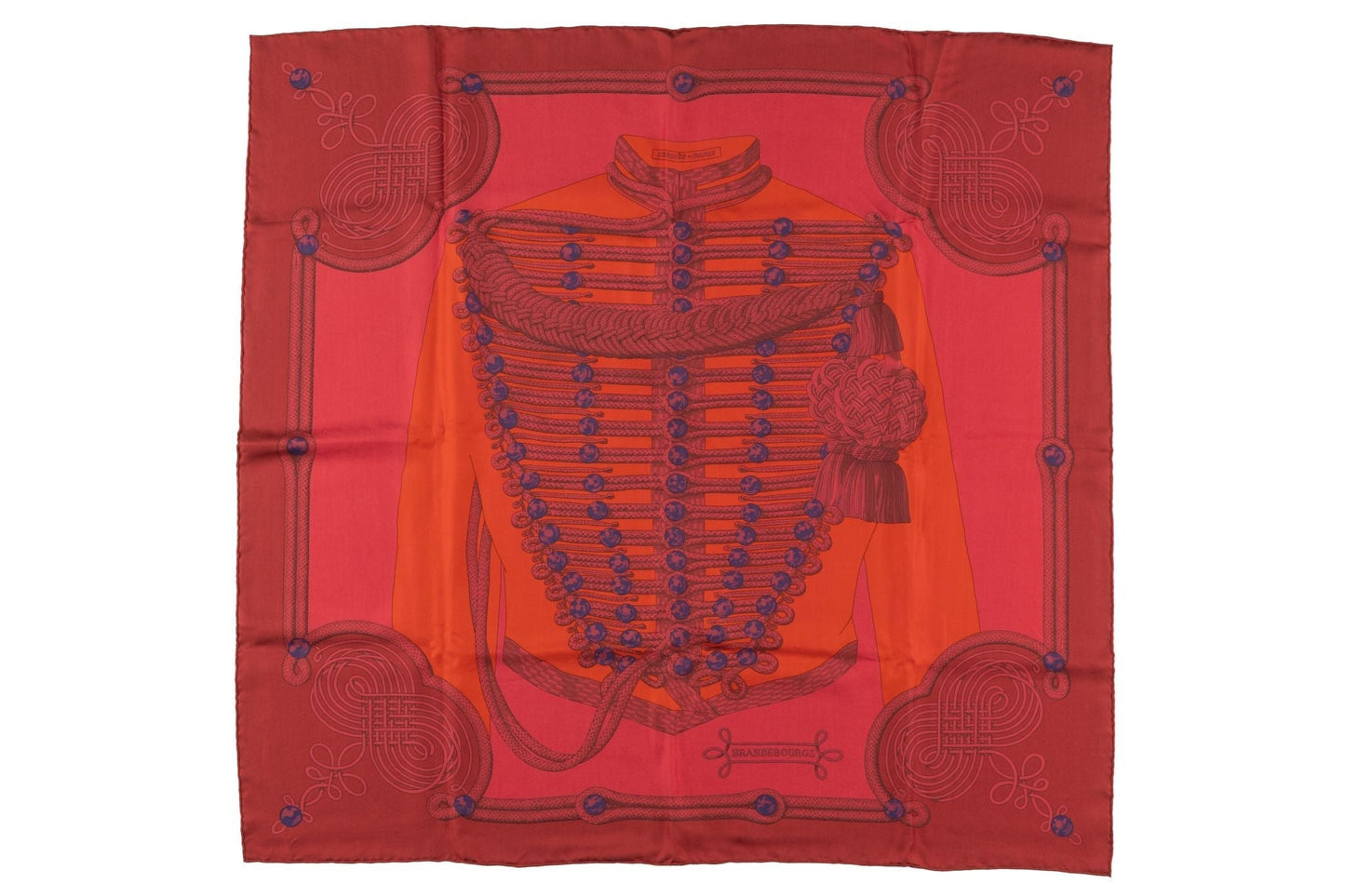 Hermes "Brandebourg" Red Die Silk Scarf