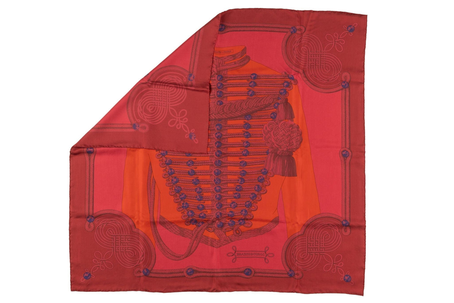 Hermes "Brandebourg" Red Die Silk Scarf