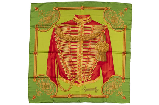 Hermes Green "Brandebourgs" Silk Scarf