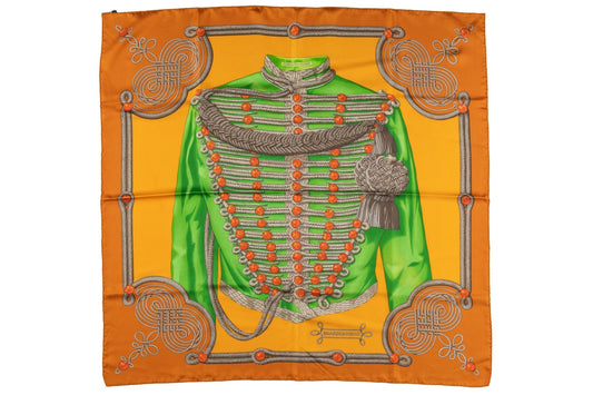 Hermes Rust "Brandebourgs" Silk Scarf