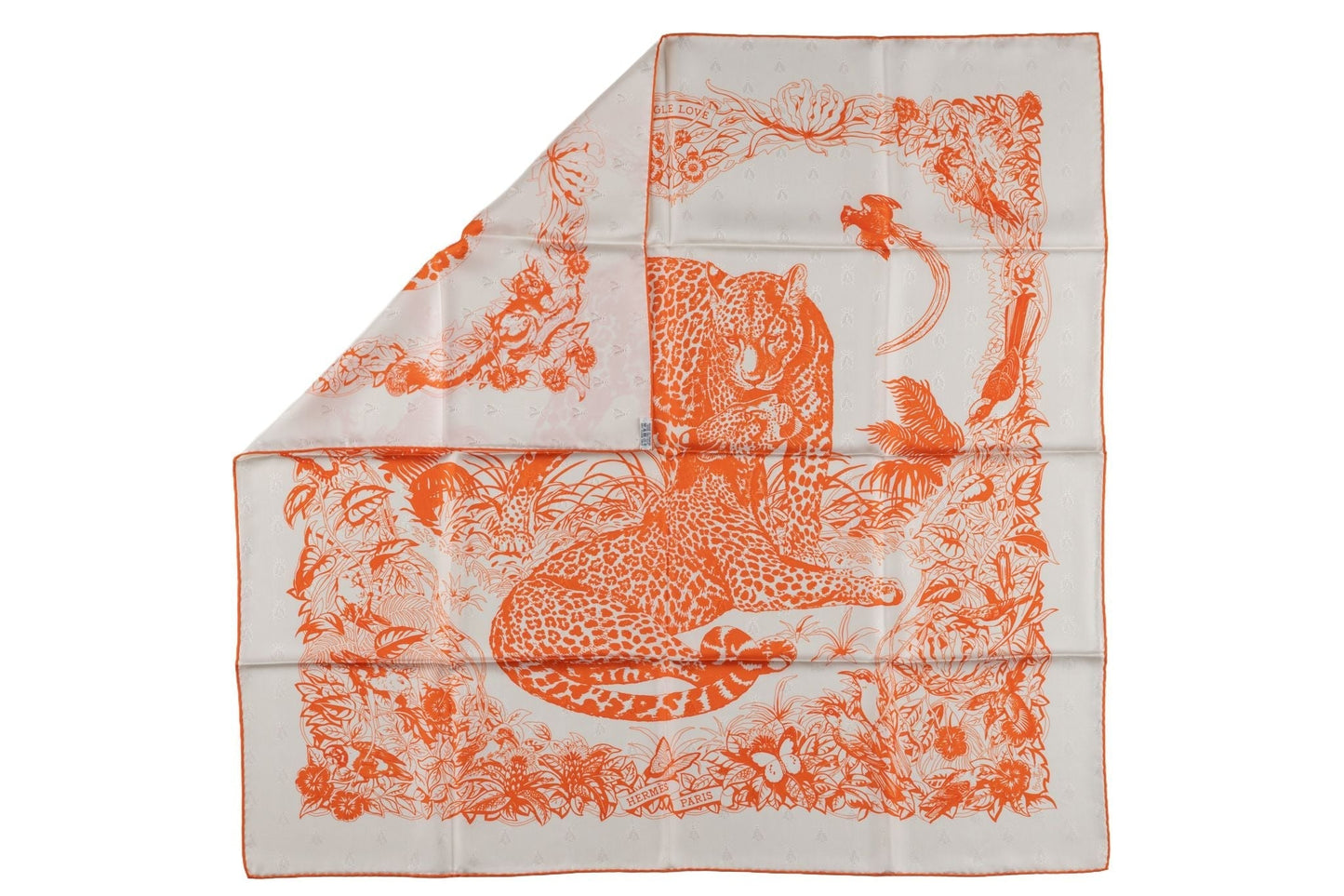 Hermes "Jungle Love" Silk Scarf White