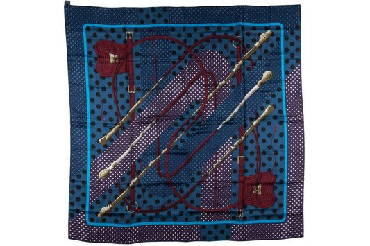 Hermes "Clic Clac" Navy Silk Shawl
