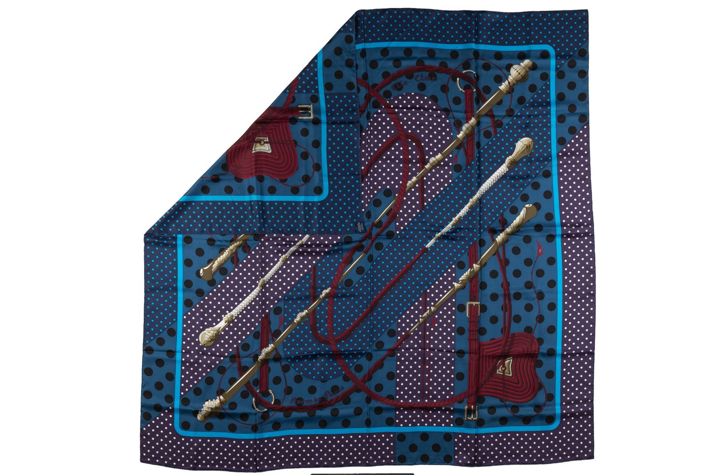 Hermes "Clic Clac" Navy Silk Shawl