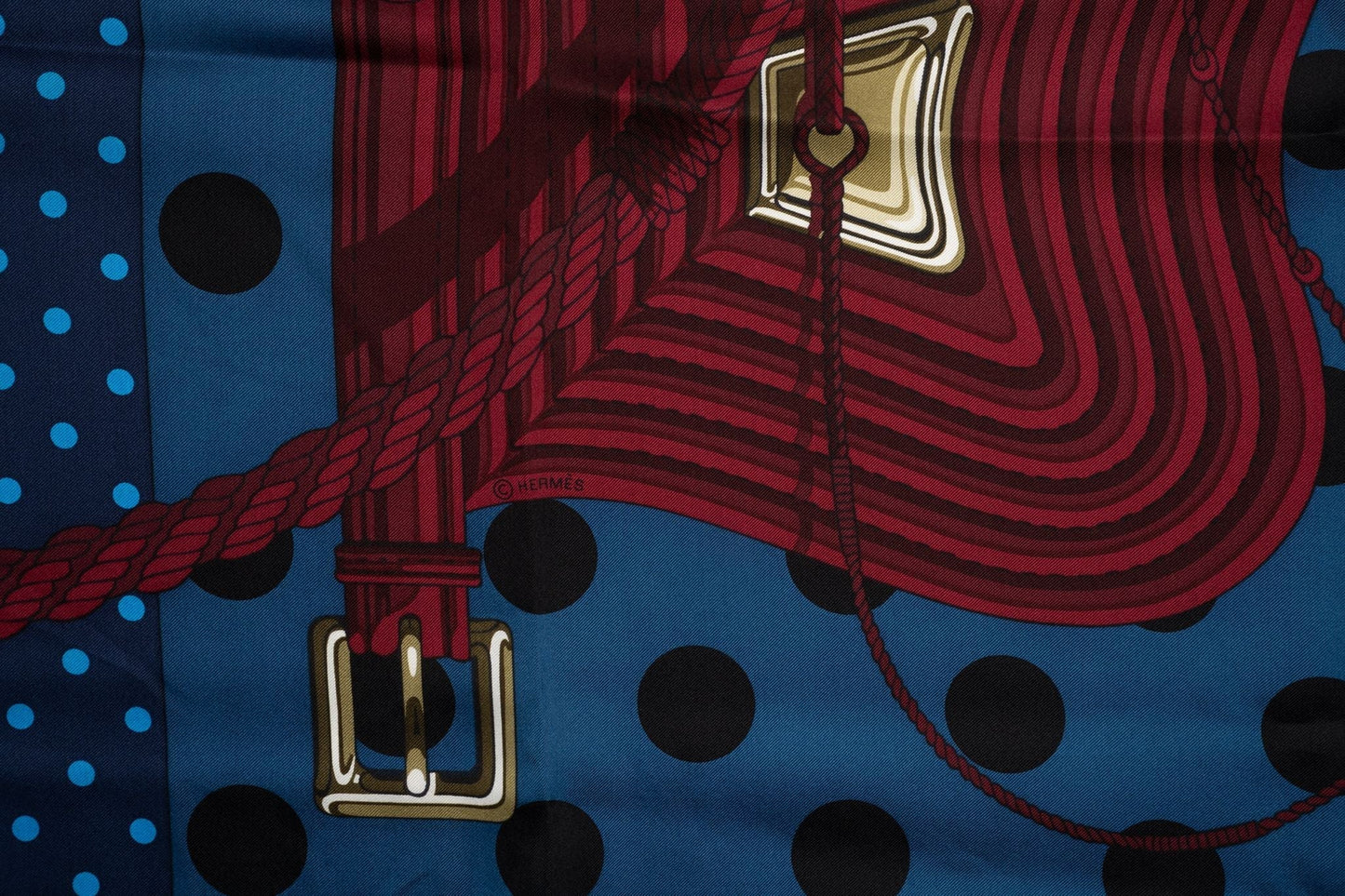 Hermes "Clic Clac" Navy Silk Shawl