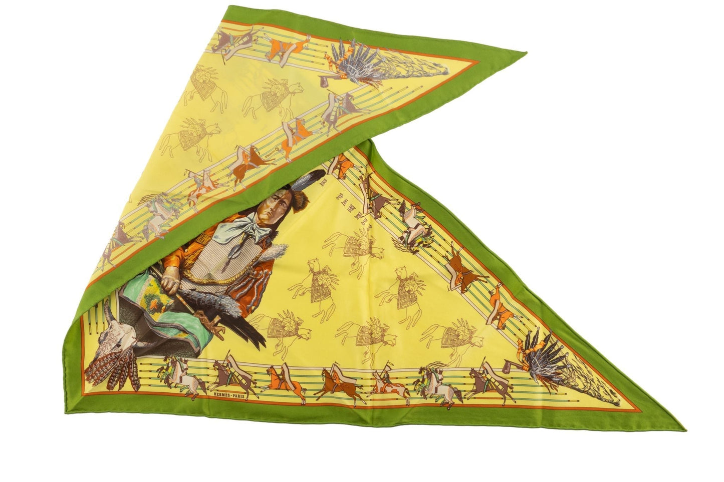 Hermes Yellow Pawnee Triangle Scarf