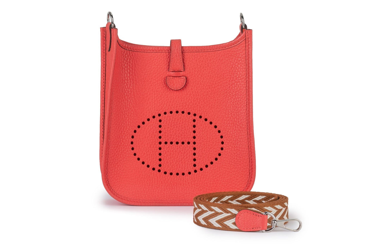 Hermes New Rouge Pivoine Mini Evelyne