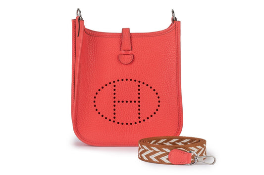 Hermes New Rouge Pivoine Mini Evelyne