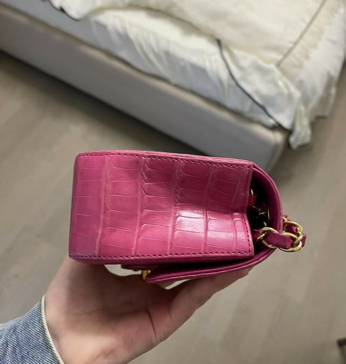Chanel Pink Mini Crocodile Flap Bag