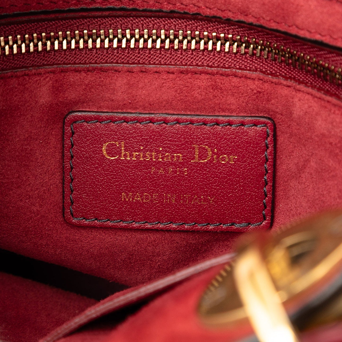 Red Dior Medium Lambskin Cannage Studded Supple Lady Dior Satchel