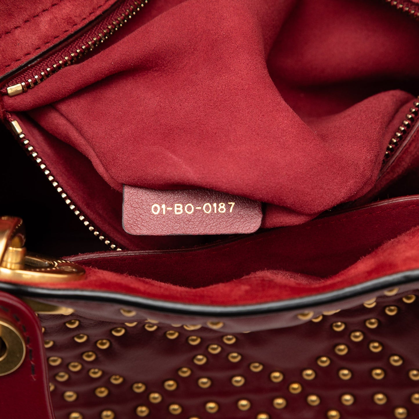 Red Dior Medium Lambskin Cannage Studded Supple Lady Dior Satchel