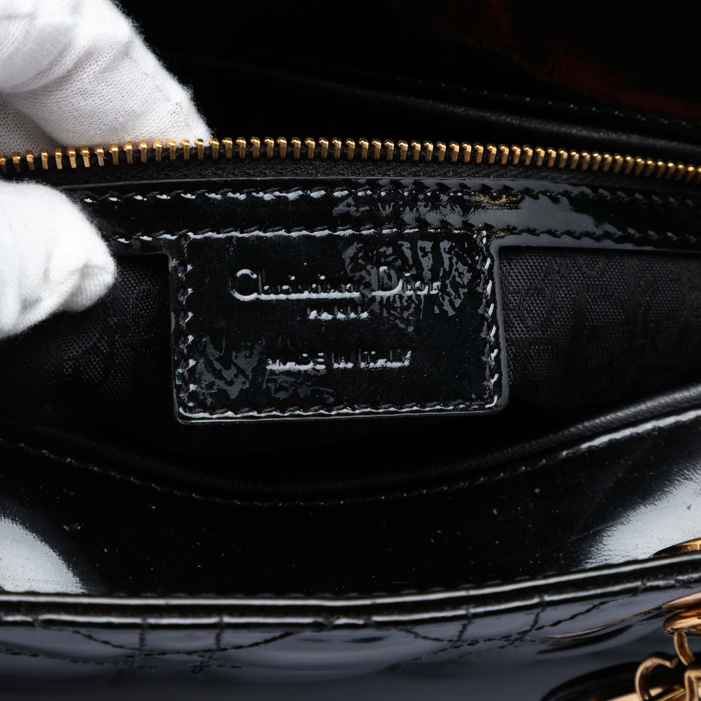 Black Dior Large Patent Cannage Lady Dior Satchel
