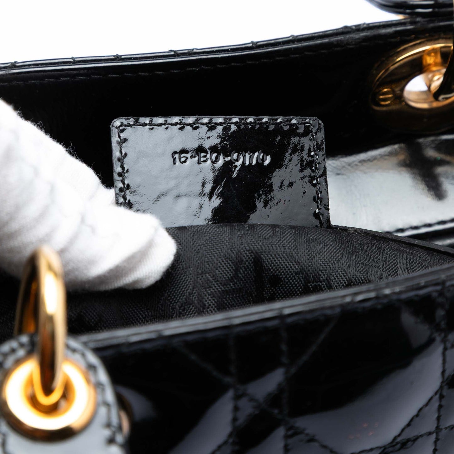 Black Dior Large Patent Cannage Lady Dior Satchel